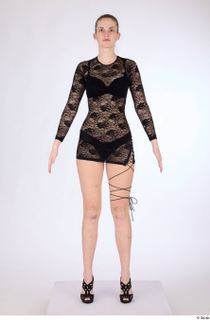 Lexi a-pose black high heels black lace mini dress dressed…